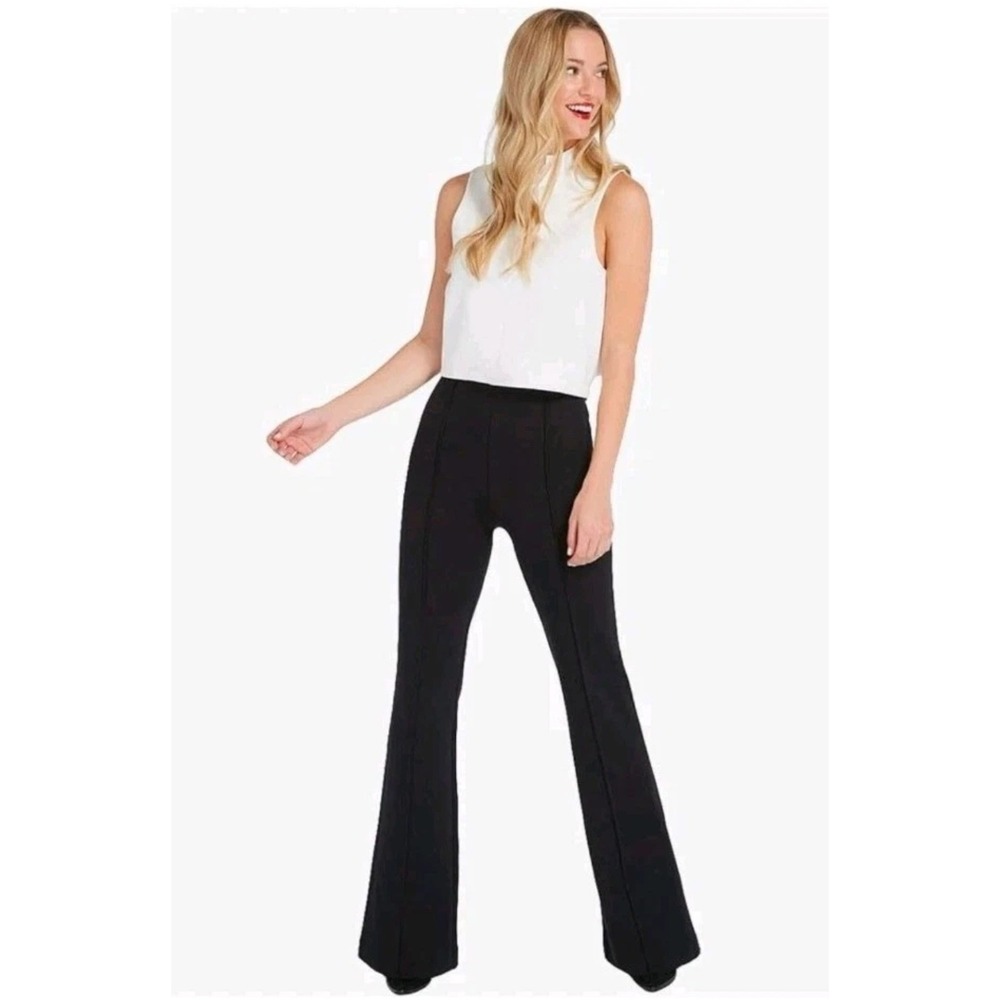 Spanx The Perfect Pant Hi-Rise Flare Black Ponte Trousers 20252R XL Regular